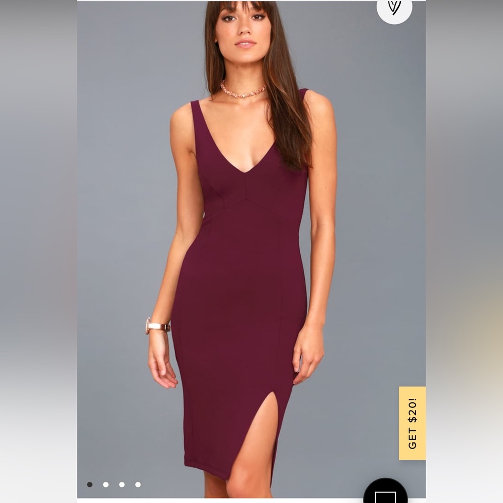 Plum purple bodycon midi dress
